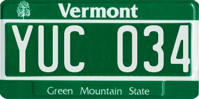 VT license plate YUC034
