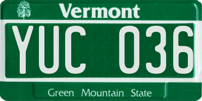 VT license plate YUC036