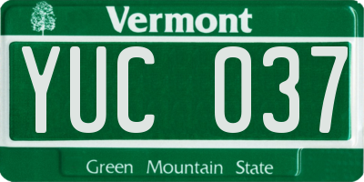 VT license plate YUC037