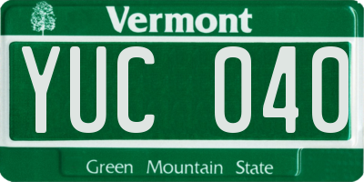 VT license plate YUC040