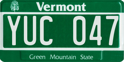 VT license plate YUC047