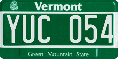 VT license plate YUC054