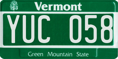 VT license plate YUC058