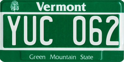 VT license plate YUC062