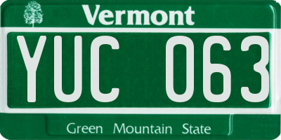VT license plate YUC063