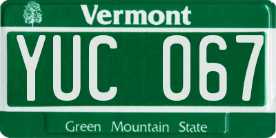 VT license plate YUC067