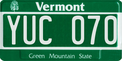 VT license plate YUC070