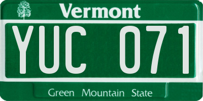 VT license plate YUC071