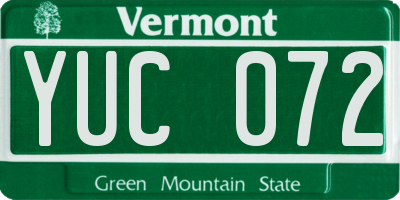 VT license plate YUC072