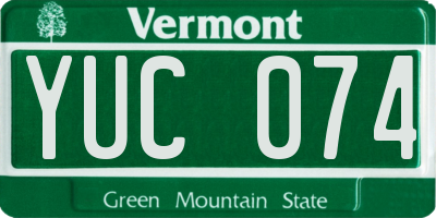 VT license plate YUC074