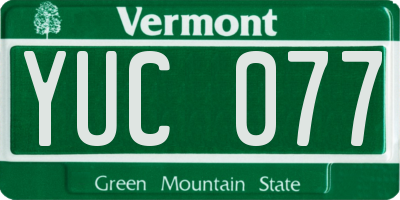 VT license plate YUC077