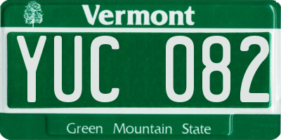 VT license plate YUC082