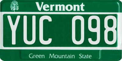 VT license plate YUC098