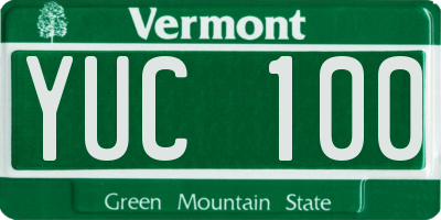 VT license plate YUC100