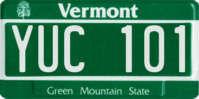 VT license plate YUC101
