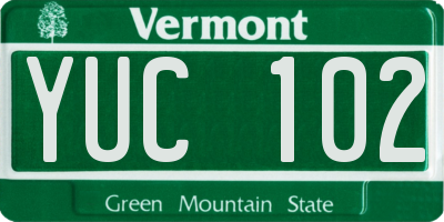 VT license plate YUC102
