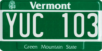 VT license plate YUC103