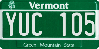 VT license plate YUC105