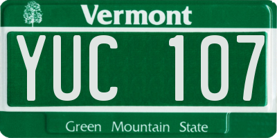 VT license plate YUC107