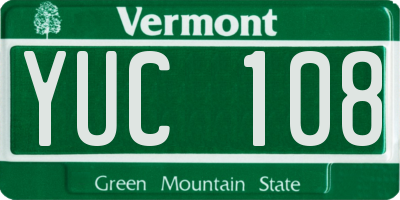 VT license plate YUC108