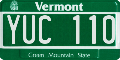 VT license plate YUC110