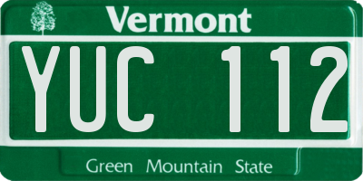 VT license plate YUC112