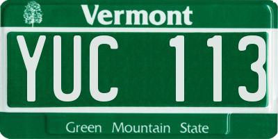 VT license plate YUC113