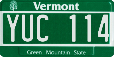 VT license plate YUC114