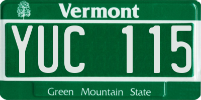 VT license plate YUC115