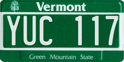 VT license plate YUC117