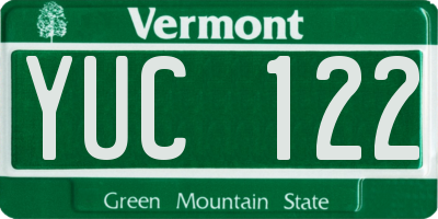 VT license plate YUC122