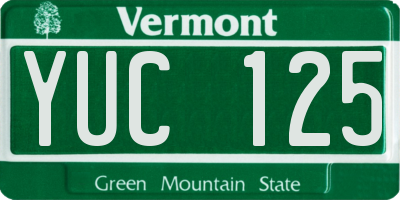 VT license plate YUC125