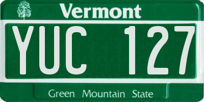 VT license plate YUC127