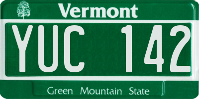 VT license plate YUC142