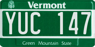 VT license plate YUC147