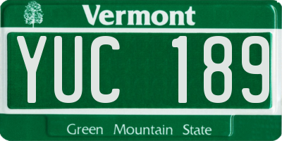 VT license plate YUC189