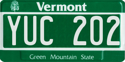 VT license plate YUC202