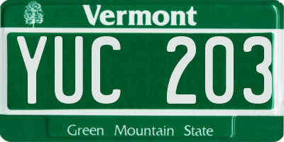VT license plate YUC203