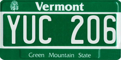 VT license plate YUC206