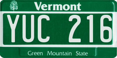 VT license plate YUC216