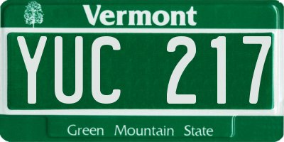 VT license plate YUC217