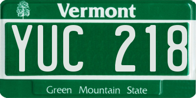 VT license plate YUC218