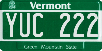 VT license plate YUC222