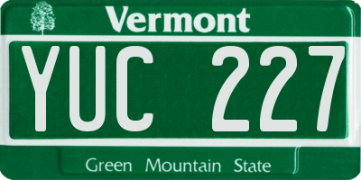 VT license plate YUC227