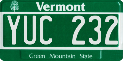 VT license plate YUC232
