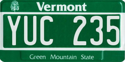 VT license plate YUC235