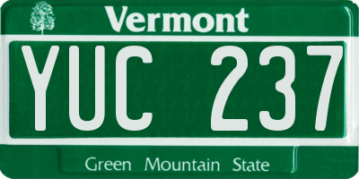 VT license plate YUC237