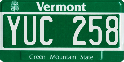 VT license plate YUC258