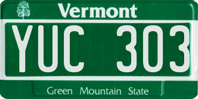 VT license plate YUC303