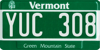 VT license plate YUC308